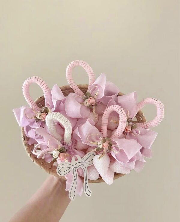Handmade Strawberry Scented Soap with Lace Bow, Small Batch Aroma Hanging Ornament, Perfect Birthday & Wedding Favor Gift