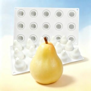 15-Cavity Pear Shape Silicone Mold for Chocolate Candy Soap & Resin