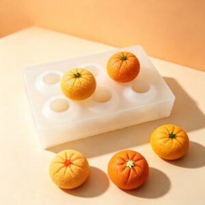 3D Stereo Mandarin Orange Silicone Mold, 6 Cavity One-Piece Forming Fruit Mold, Handmade Soap / Candle / Chocolate Resin Craft Mould