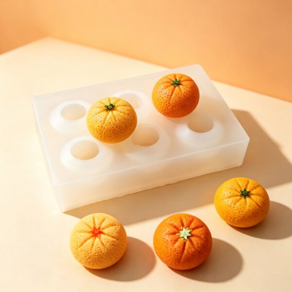 3D Stereo Mandarin Orange Silicone Mold, 6 Cavity One-Piece Forming Fruit Mold, Handmade Soap / Candle / Chocolate Resin Craft Mould