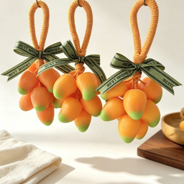 Hanging Rope Mango Cluster Handmade Soap, Natural Scent Fruit Shaped Decorative Soap, Unique Bathroom Decor & Souvenir Gift