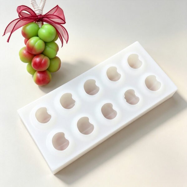 10‑Cavity 3D Plum Silicone Mold, One‑Piece Integrated Molding for DIY Handmade Soap, Scented Candles & Fondant Crafts