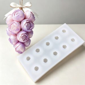 10‑Cavity 3D Lotus Silicone Mold, One‑Piece Integrated Molding for DIY Handmade Soap, Scented Candles & Fondant Crafts