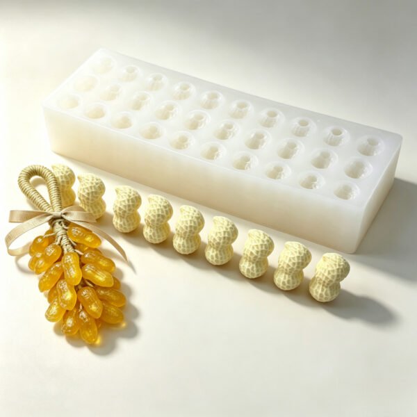 30-Cavity 3D Simulation Peanut Silicone Mold - 1-Piece Integrated Molding for DIY Scented Candles, Handmade Soap, Fondant Crafts