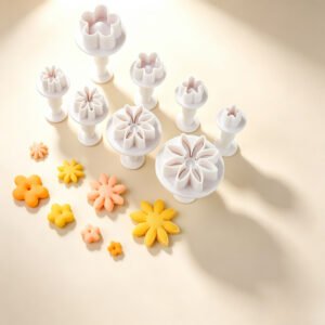 8Pcs Strawberry Flower & Leaf Spring Plunger Cutters Set, DIY Molds for Handmade Soap, Fondant & Card Craft