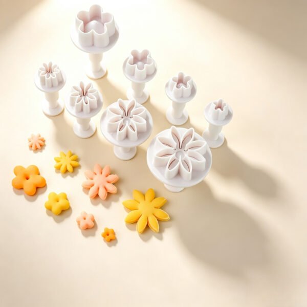 8Pcs Strawberry Flower & Leaf Spring Plunger Cutters Set, DIY Molds for Handmade Soap, Fondant & Card Craft