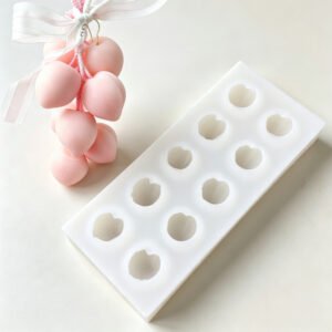 10‑Cavity 3D Peach Silicone Mold, One‑Piece Integrated Molding for DIY Handmade Soap, Scented Candles & Fondant Crafts