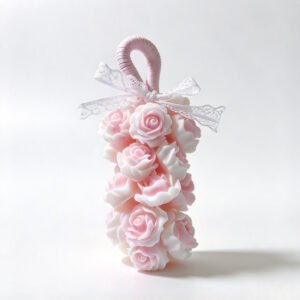 Handmade Gradient Pink Rose Cluster Hanging Soap, Fragrant Decorative Shower Soap, Lace Bow Decoration, Bathroom Hanging Decor, Ideal Holiday Gift & Wedding Favor