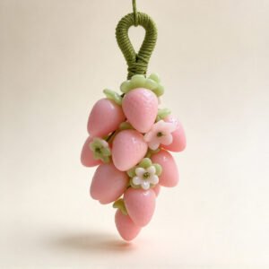 Handmade Pink Strawberry Hanging Soap with Floral Accents, Decorative Bath Soap for Daily Cleansing, Bathroom Ornament, Perfect Gift & Favor