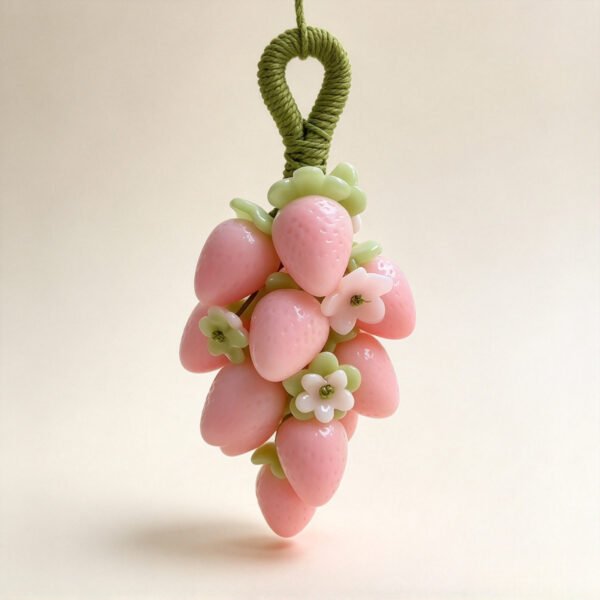 Handmade Pink Strawberry Hanging Soap with Floral Accents, Decorative Bath Soap for Daily Cleansing, Bathroom Ornament, Perfect Gift & Favor